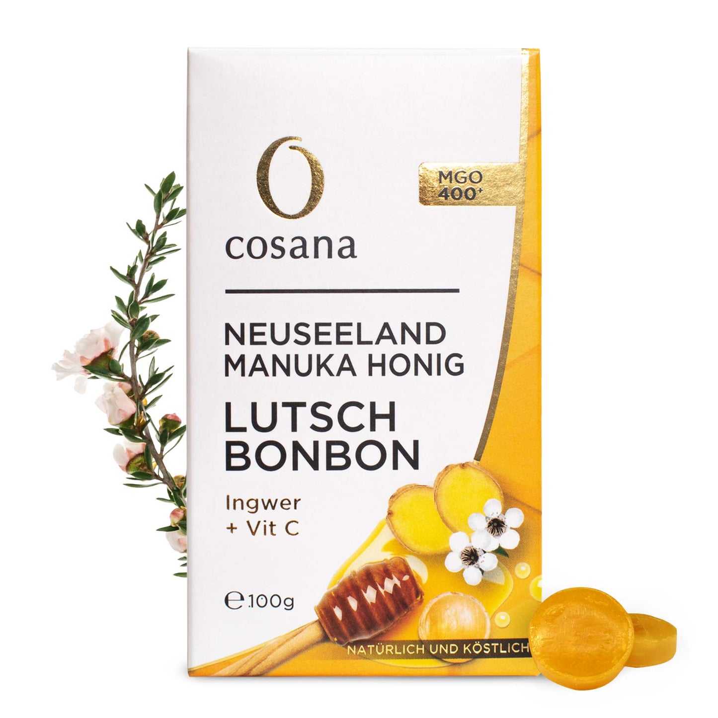 Manuka Honig MGO 400+ Lutschbonbons mit Ingwer & Vitamin C